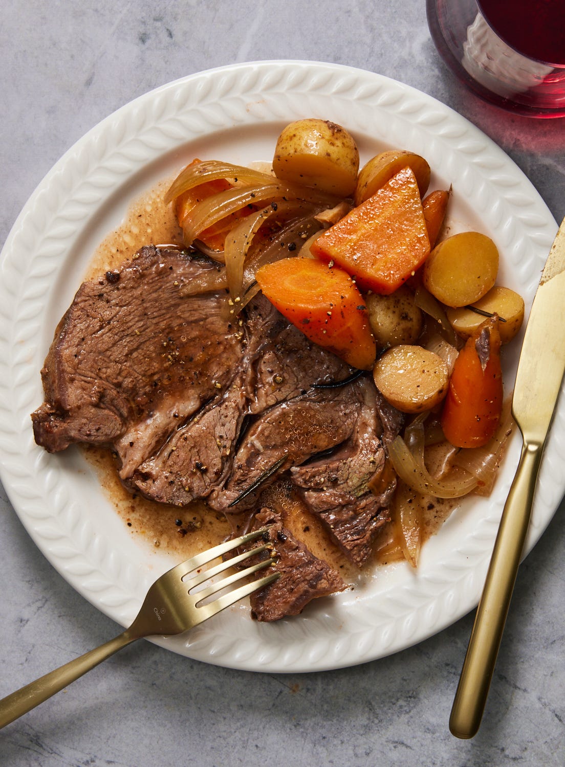 ternera asada con verduras