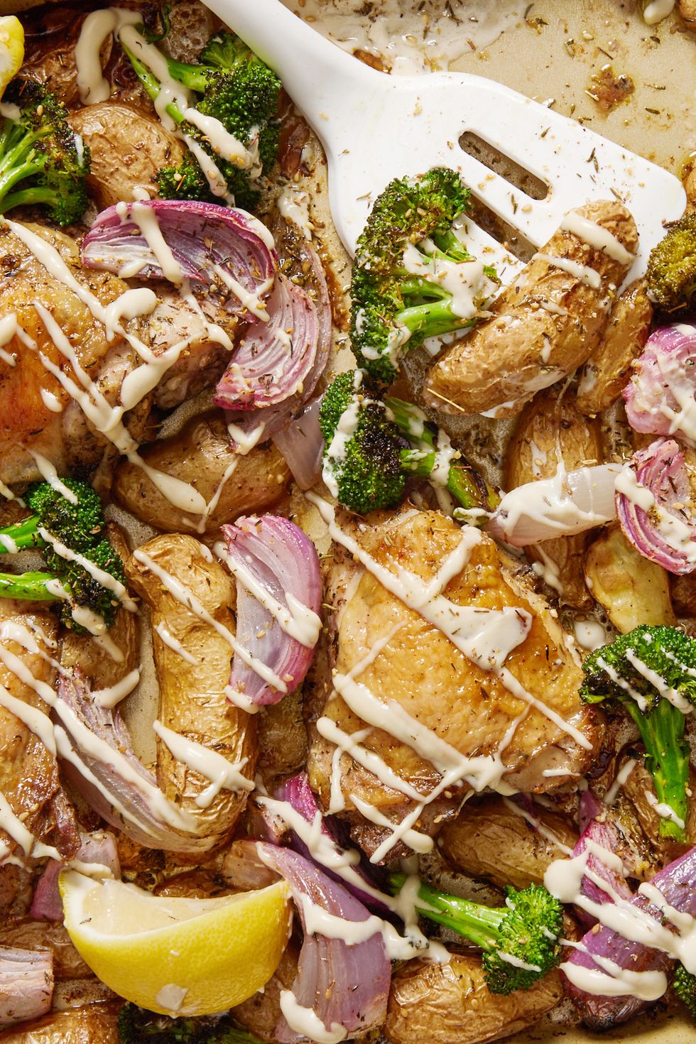 Sheet Pan Chicken with Rainbow Vegetables, Lemon and Parmesan