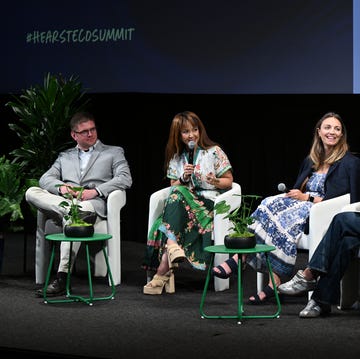 2025 Hearst Eco-Conscious Living Summit new york, new york april 23: (l r) zac ludington, julia collins, jocelyn lyle, and jane francisco speak onstage at the 2025 hearst eco conscious living summit at film at lincoln center’s walter reade theater on april 23, 2025 in new york city. (photo by eugene gologursky/getty images for hearst magazines)