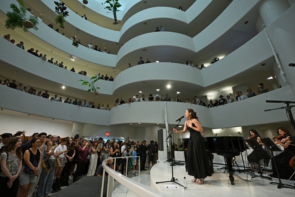 new york, new york august 13: laufey performs during an afternoon with laufey and spotify on august 13, 2025 in new york city. (photo by bryan bedder/getty images for spotify )