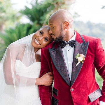 issa rae and her husband louis diame on their wedding