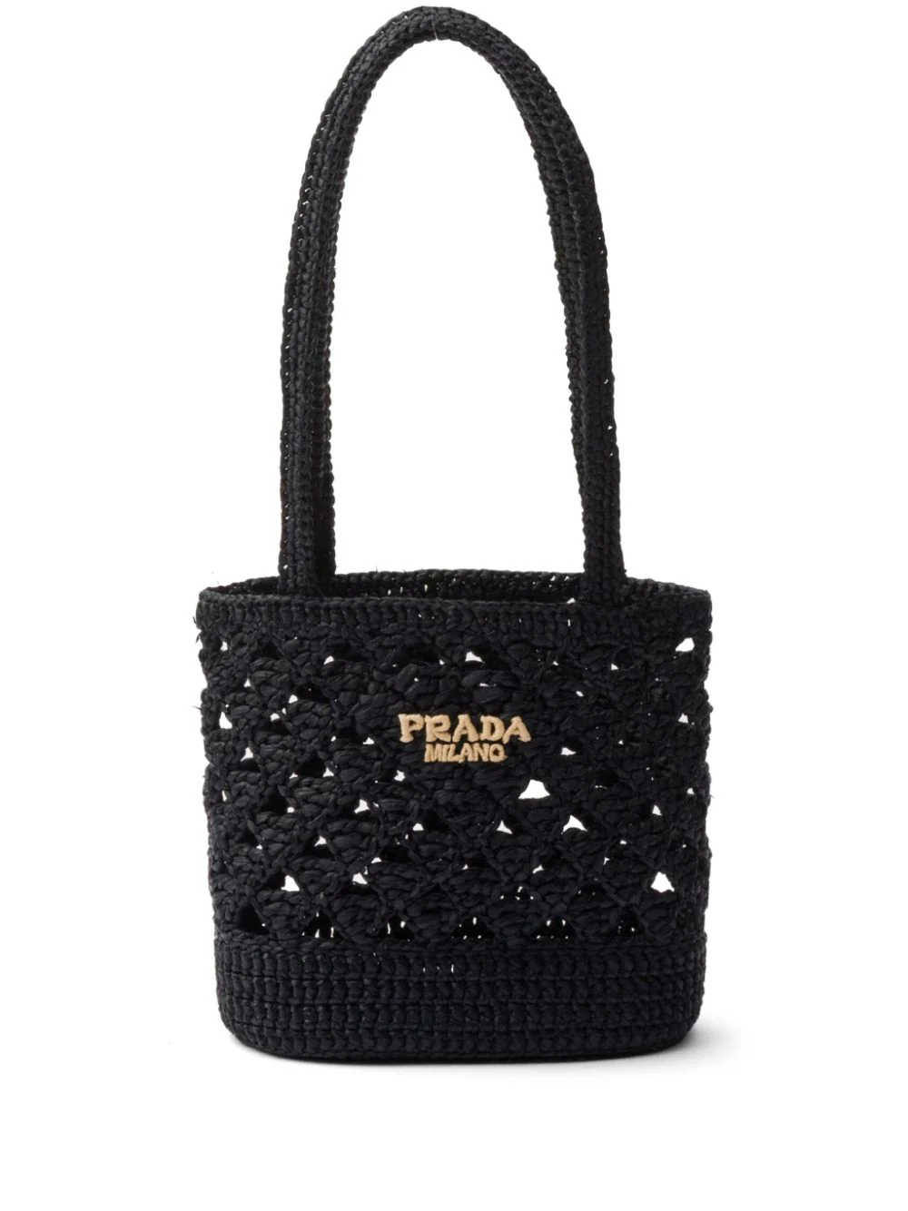 PRADA ラフィア かごバッグ 黒 トートバッグ ショルダーバッグ