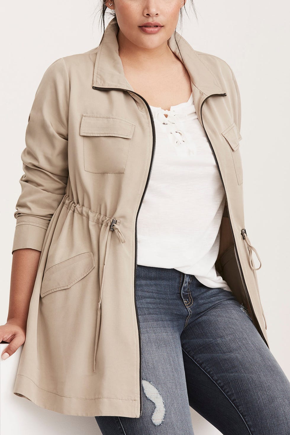 Plus Size - Twill Drape Front Jacket - Torrid