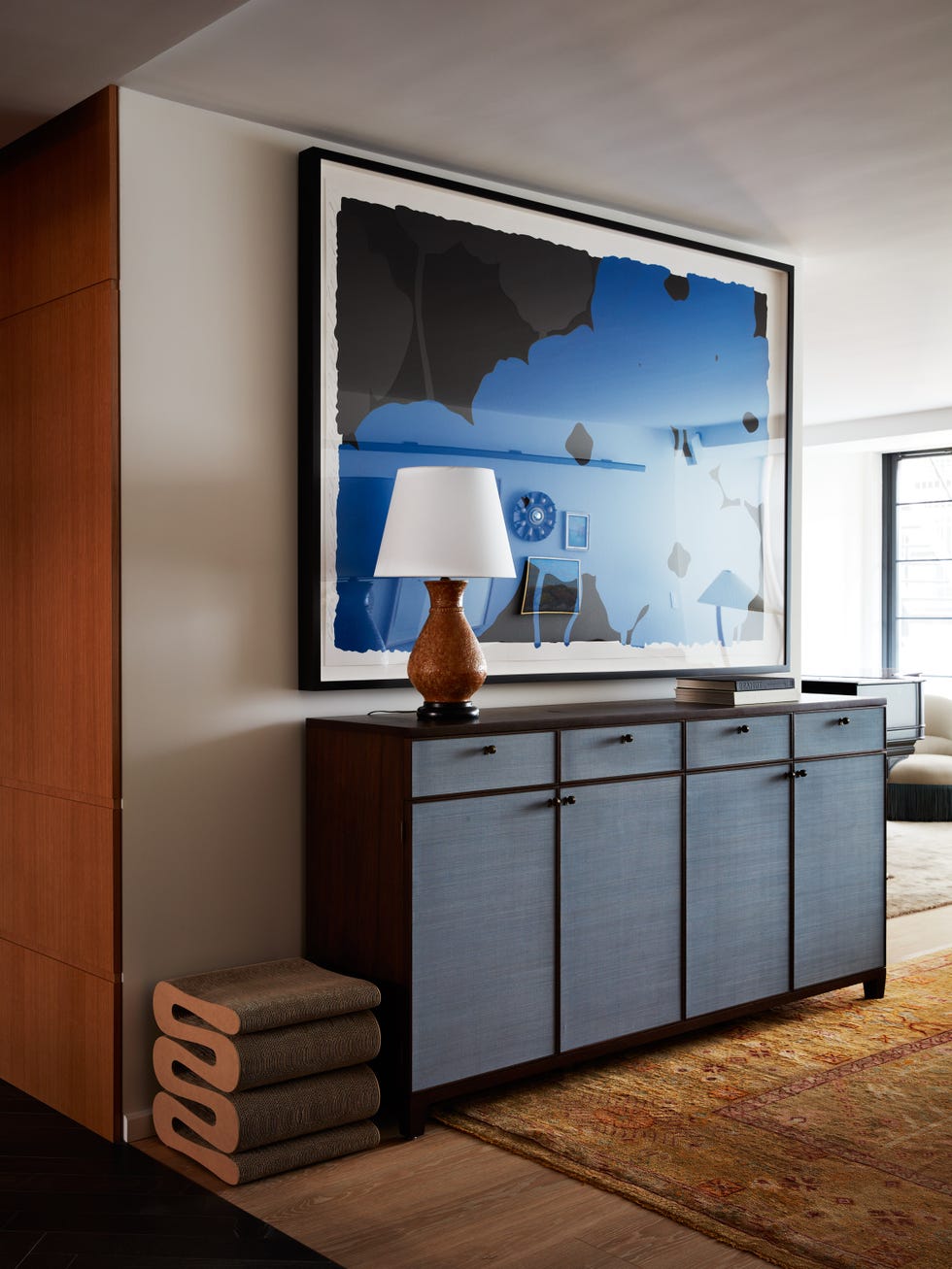 modern living space featuring a console and decorative elements