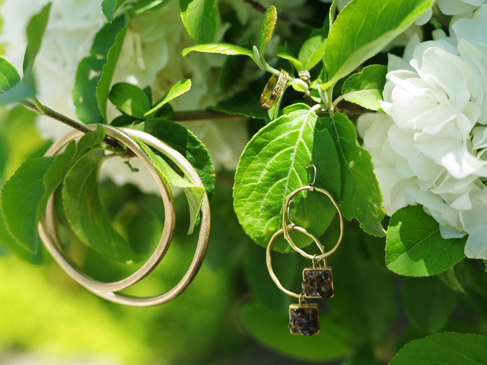 Flower, Green, Leaf, Plant, Tree, Flowering plant, Branch, Wedding ceremony supply, Fashion accessory, Jewellery, 