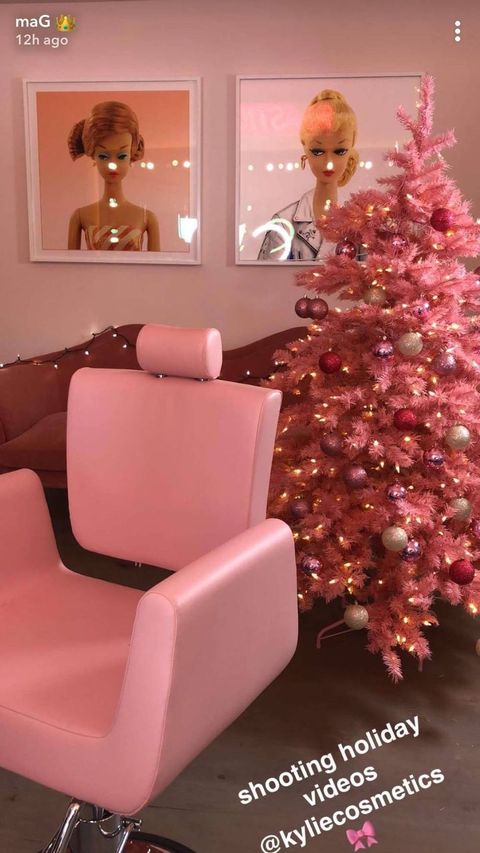 Pink, Furniture, Room, Interior design, Christmas tree, Couch, Chair, Living room, Home, Interior design, 