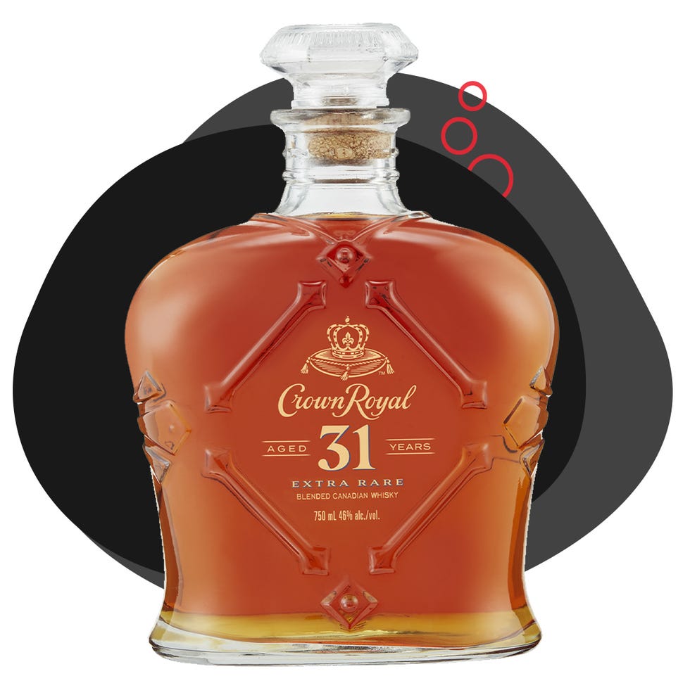 bottle of crown royal 31 year aged extra rare canadian whisky