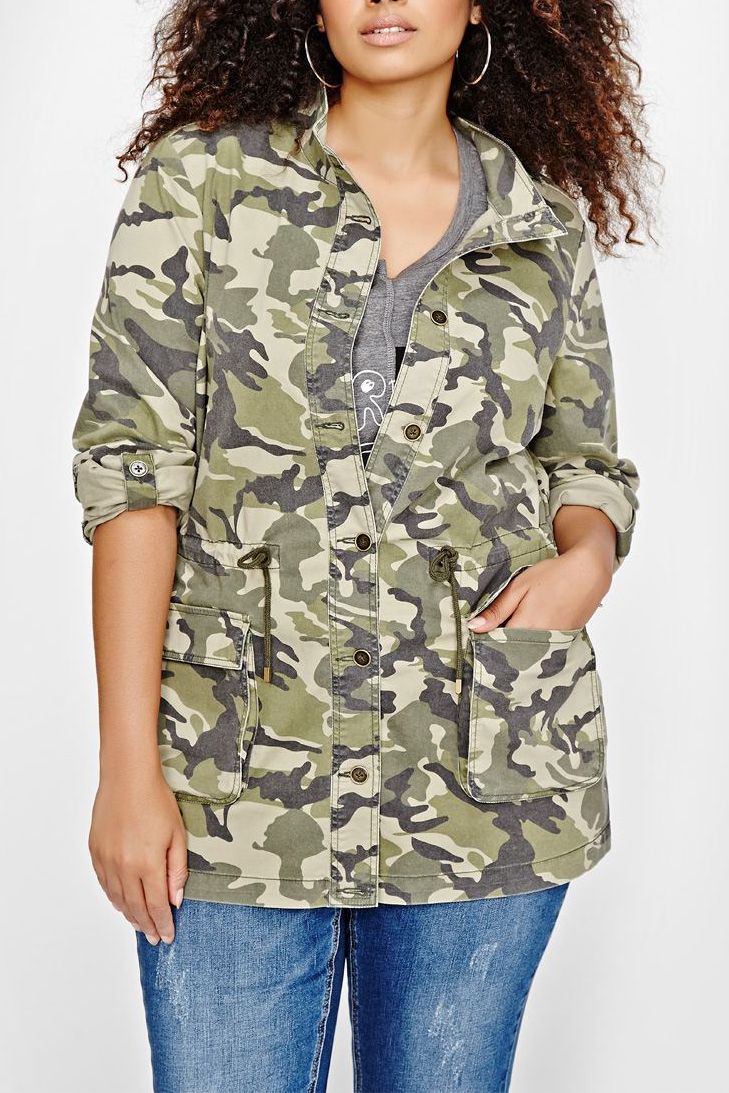 Plus size camo hot sale anorak jacket