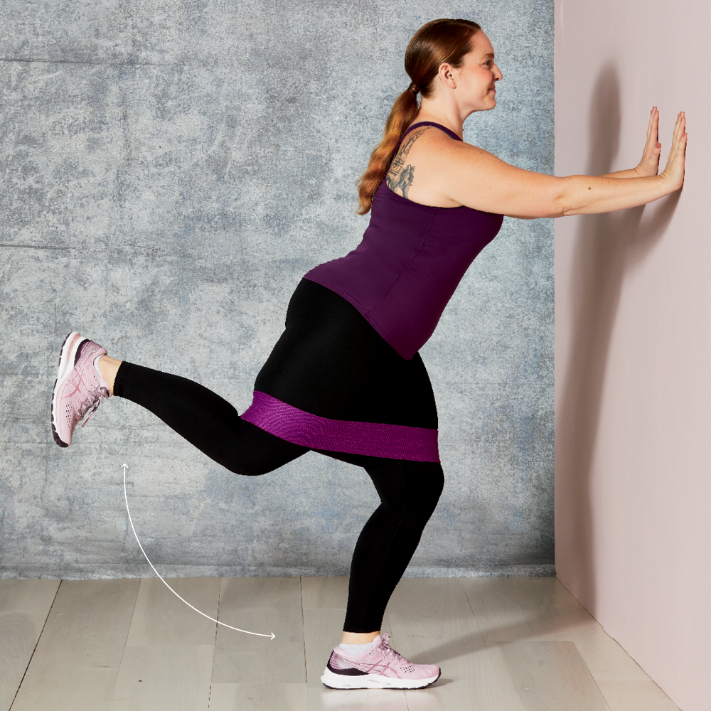 Standing kickback from easy resistance band workout
