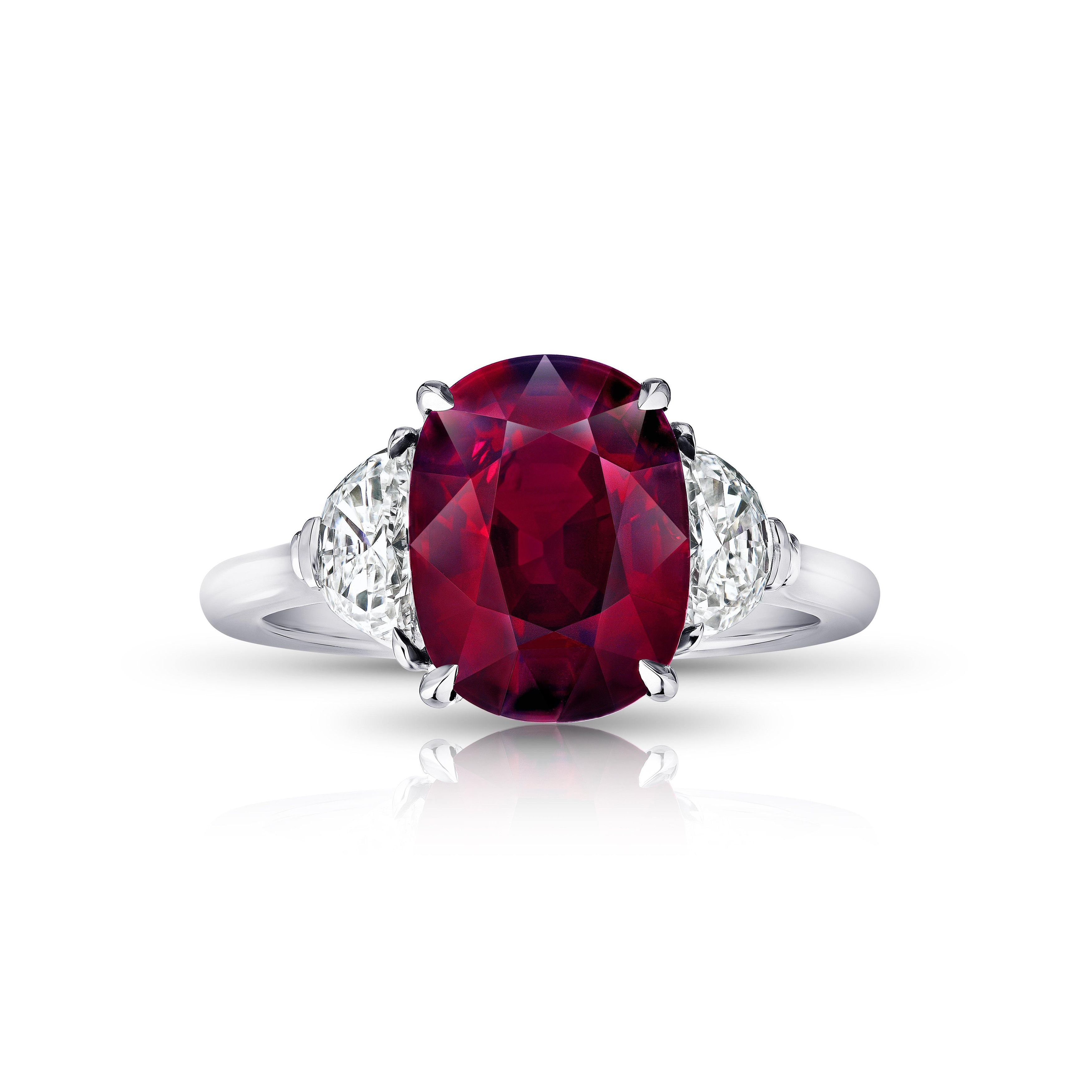 Oval Ruby and Twin Diamond 18K Ladies Ring | Ruby ring designs, Gold rings  fashion, Women rings