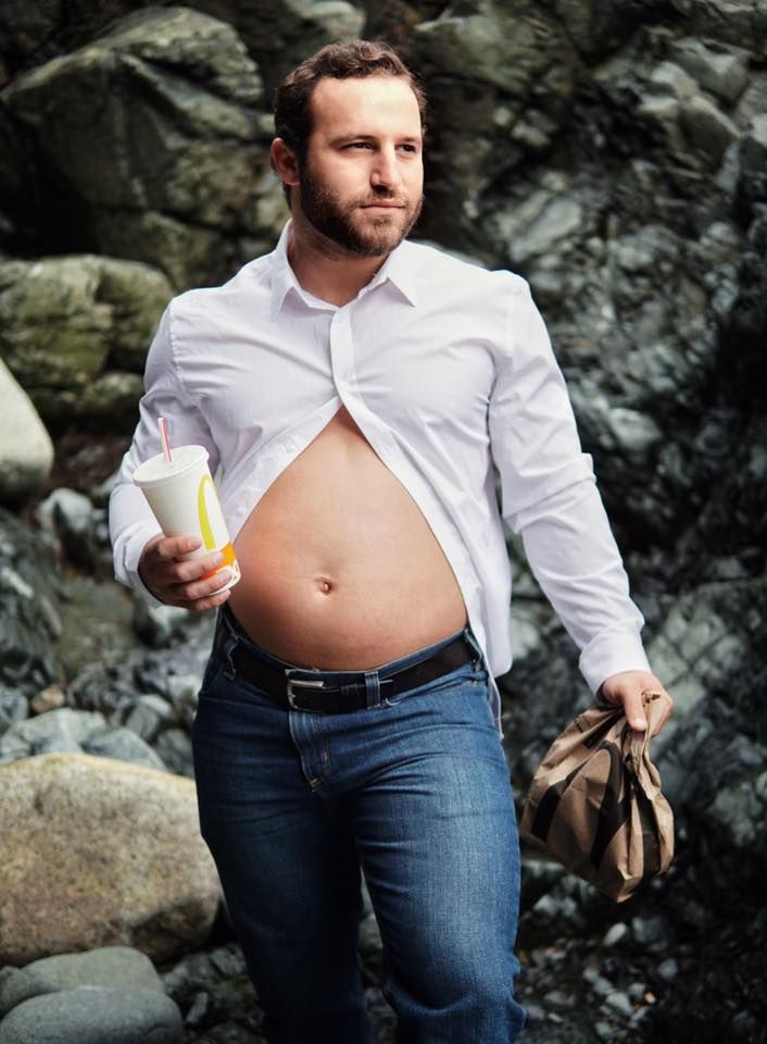Man Stages Maternity Photoshoot By Eating McDonald's Cheeseburger