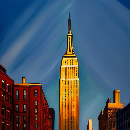 Empire State Building di notte dipinta da Edward Hopper