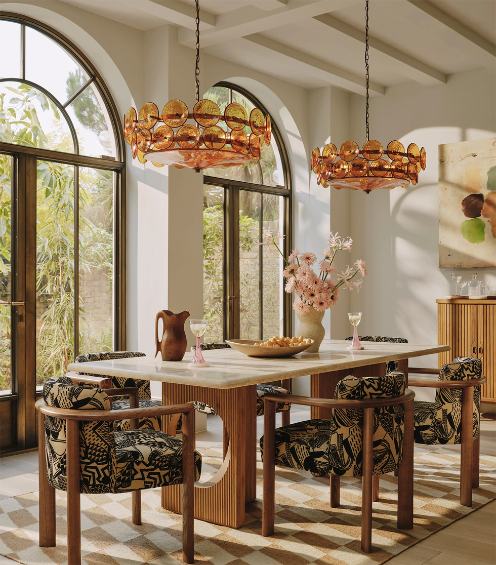 patterned dining room