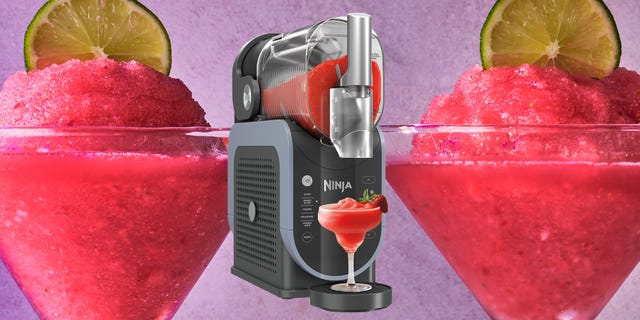 ninja slushi with strawberry frozen drink