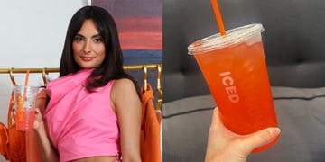 a vibrant beverage presentation with fashion elements