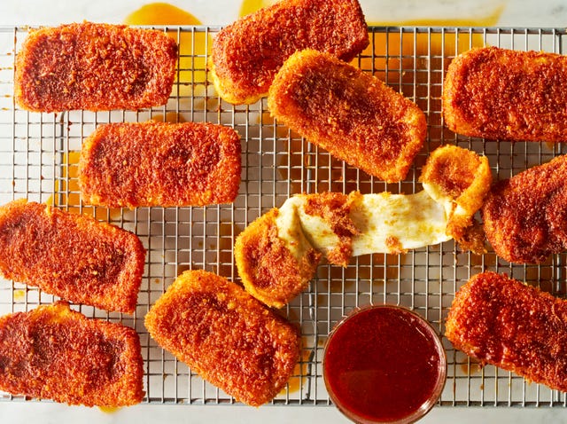 chilli's mozzerella sticks copycat recipe on baking rack
