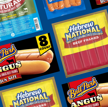 various hot dog brand packaging over blue background various hot dog brand packaging over blue background