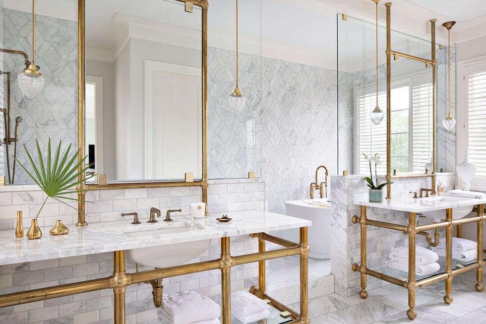 bathroom, double vanity, shower, bath