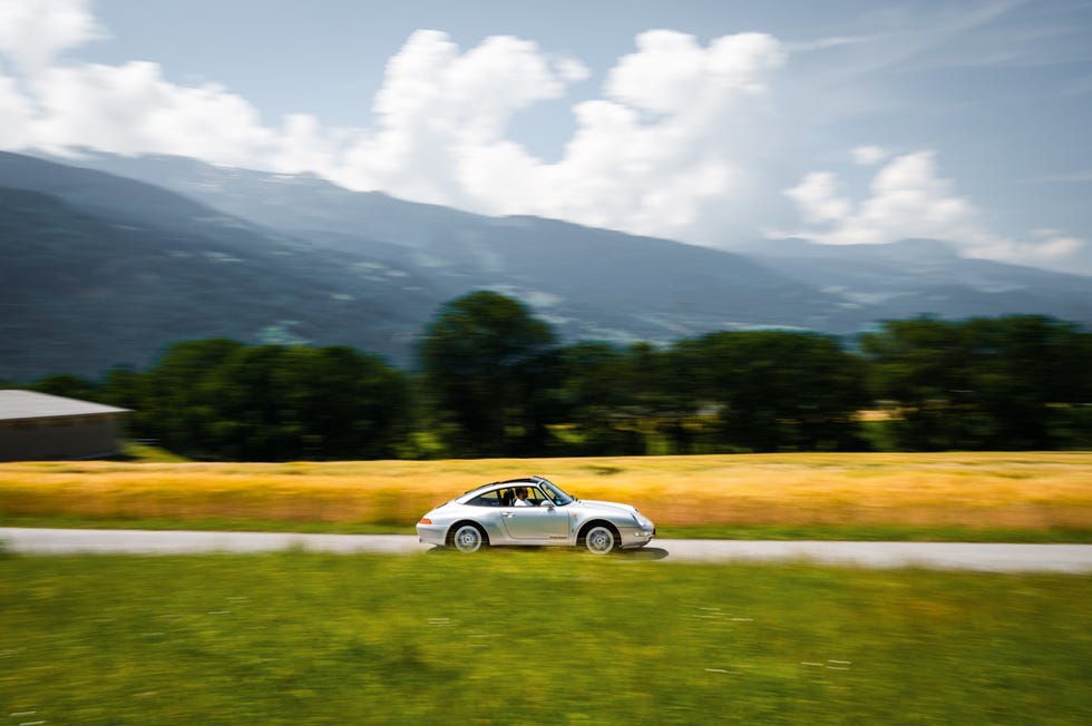 porsche 993 911 targa museum car on road