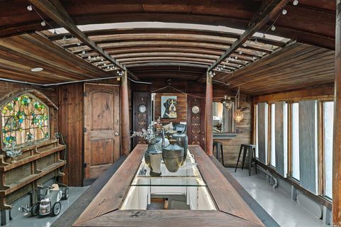 interior of wooden house boat