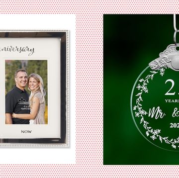 personalized then and now frame and 25th anniversary christmas ornament