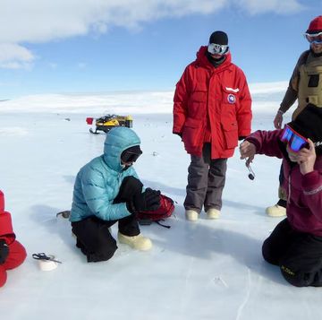 leden van nasas antarctic search for meteorites onderzoekt een nieuw gevonden meteoriet in 2015