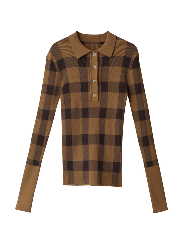a brown and black striped shirt