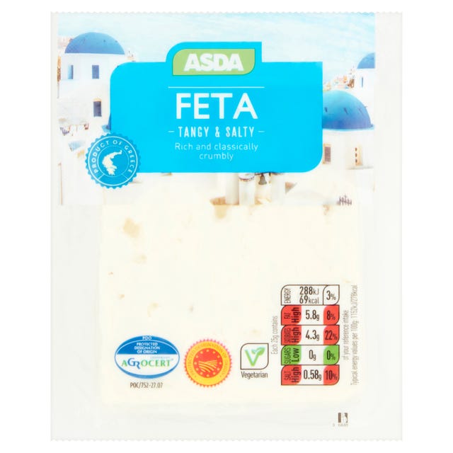 Asda tangy and salty feta cheese 