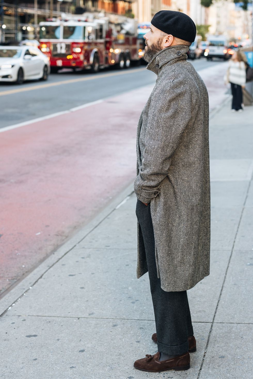The Anthology x Permanent Style Polo Coat in Herringbone Donegal Tweed —  The Anthology