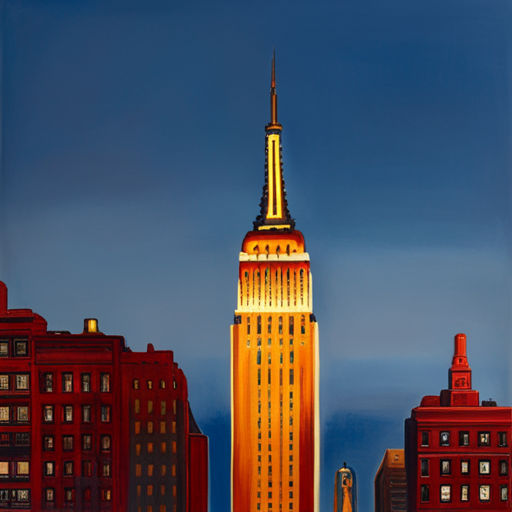 Empire State Building di notte dipinta da Edward Hopper