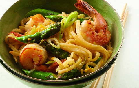 Shrimp and Asparagus Stir-Fry with Rice Noodles