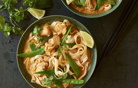 Spicy Salmon and Rice Noodle Soup