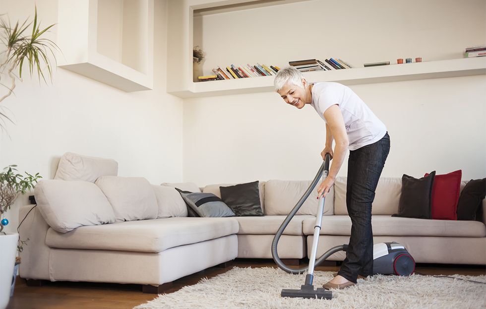 woman vacuuming