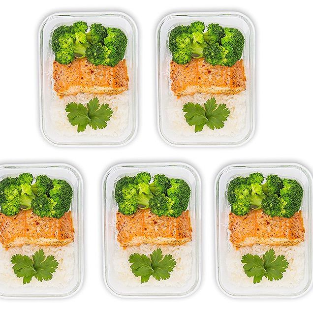 5-Pack 36 Oz, Glass Meal Prep Containers 3 Compartment with Lids