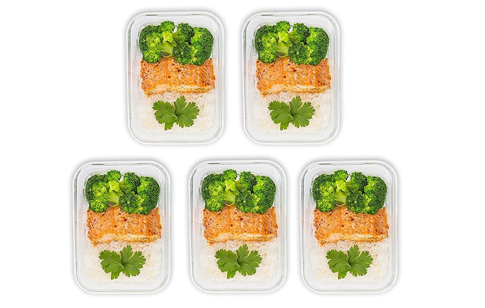 FIT Strong & Healthy Glass Meal Prep Containers 4 Pack 30 Oz for