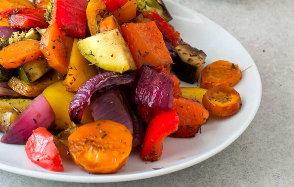 Roasted red bell pepper and veggies