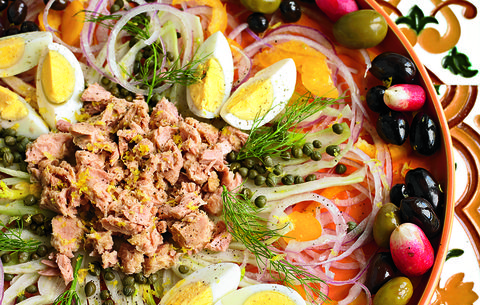 Fennel Salad with Olives, Eggs, and Tuna