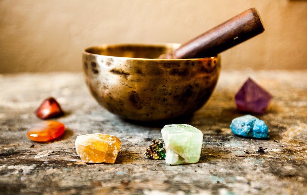 healing sound bowls with crystals