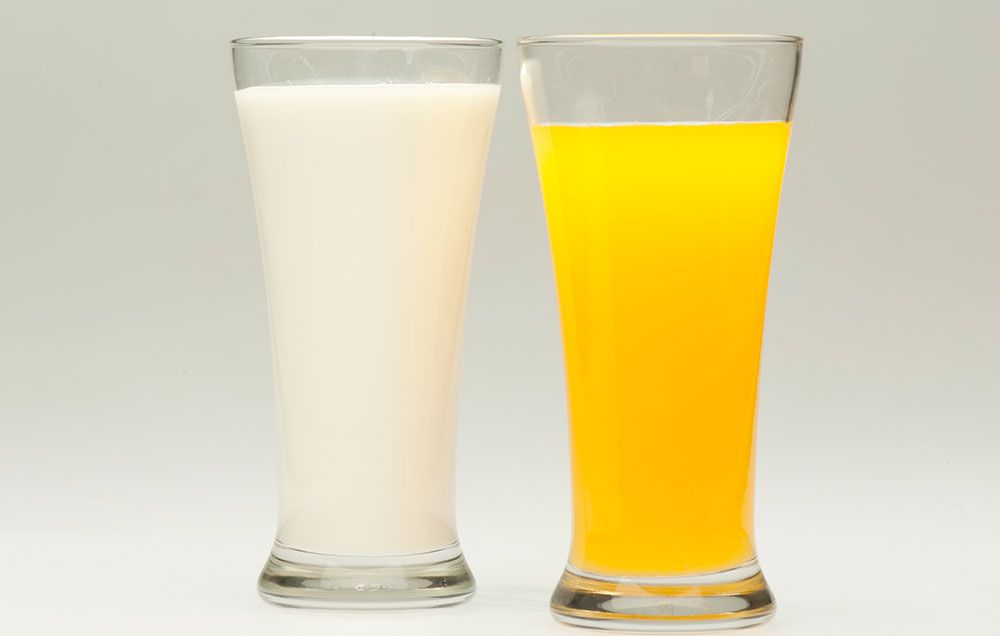 orange juice and milk