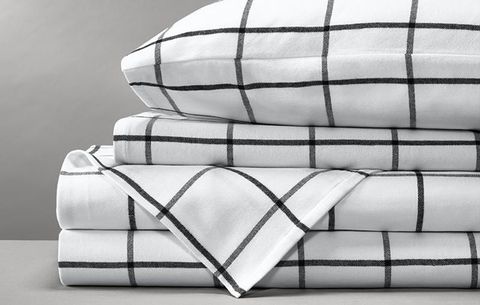 A stack of organic flannel sheets
