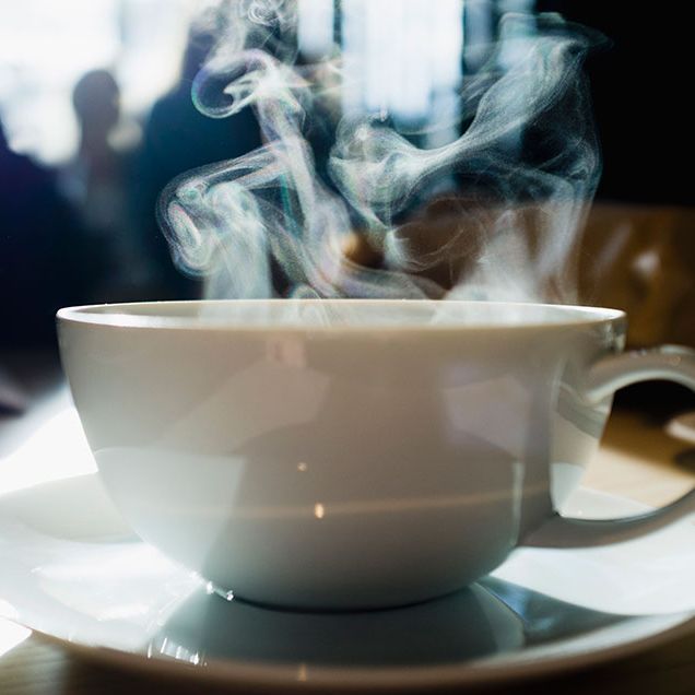 Steaming hot mug of coffee