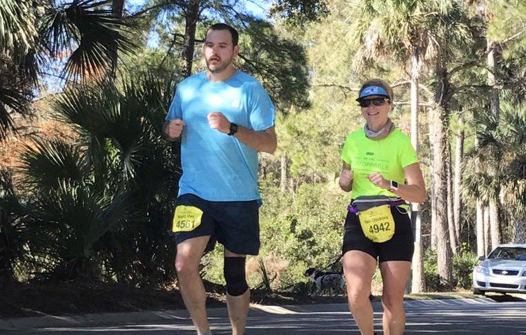 Justin Ellis and Melissa Palmer running the Kiawah Marathon in December 2016.