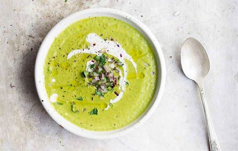 Creamy Broccoli White Bean Soup with Garlicky Yogurt 