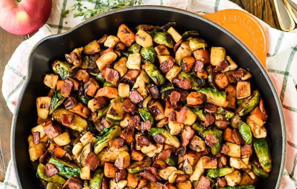 chicken bacon brussels sprouts skillet