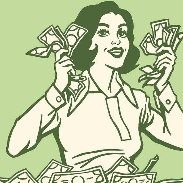 illustration of a woman with money