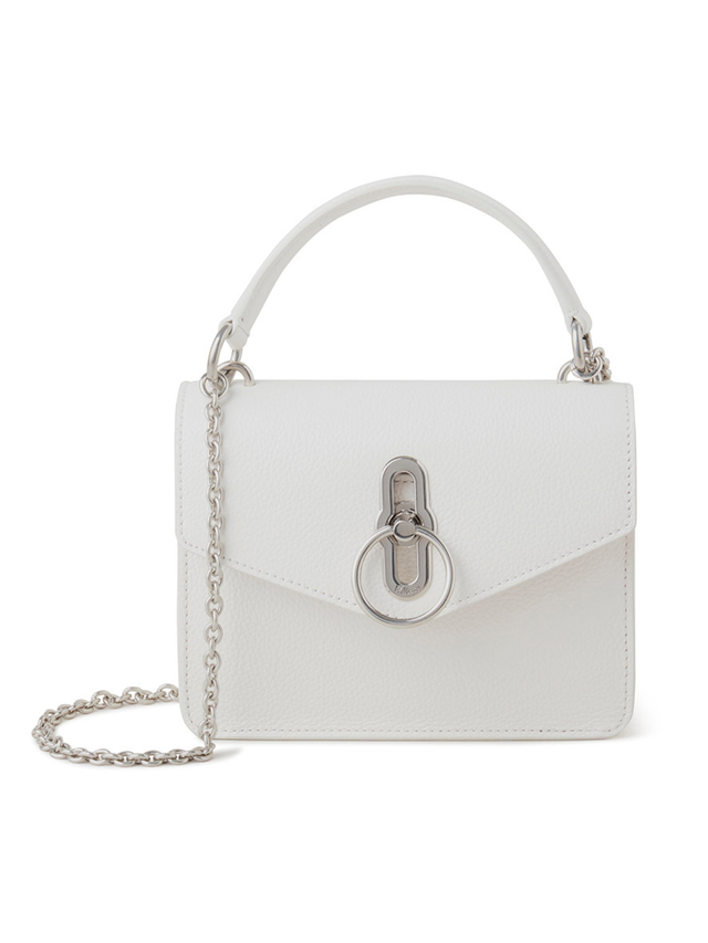 a white and silver purse