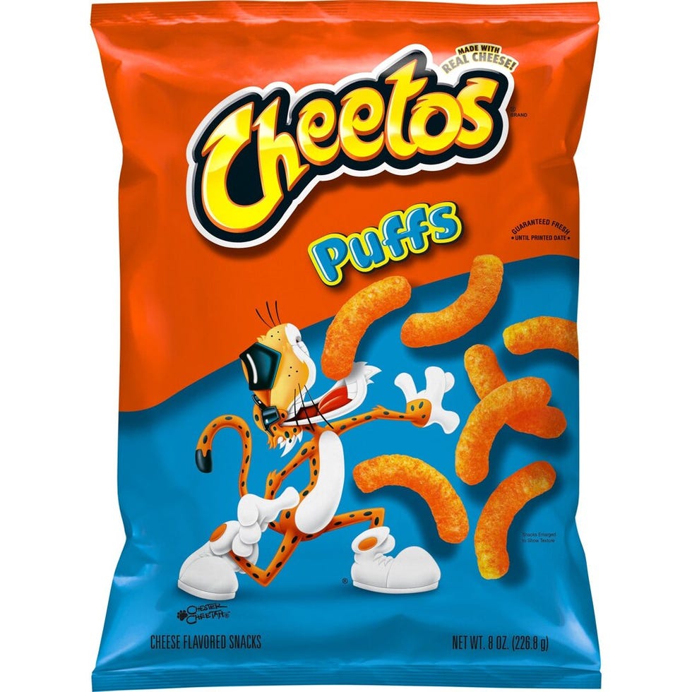 snack packaging featuring cheeseflavored puff snacks