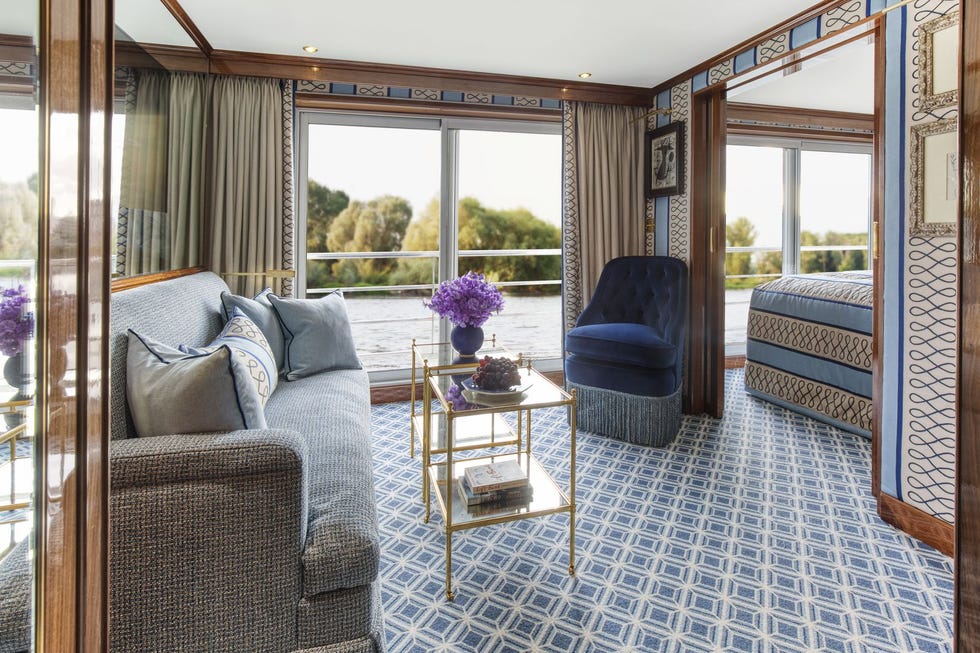 a living room with a large window