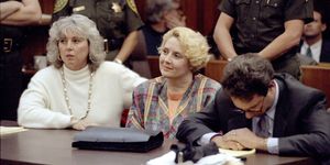 2bxdey5 dec 10, 1991 san diego, ca, usa elisabeth 'betty' broderick, 44, middle smiles as the jury reads its verdict her attorney, jack earley right, reacts differently to the news credit image © jt macmillansan diego union tribunezuma wire