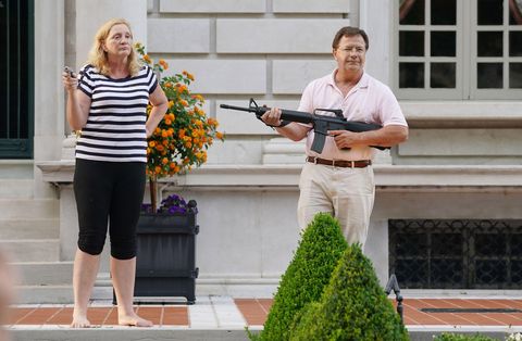 the champion karen and ken of the summer the mccloskeys of st louis, missouri, who are now facing a felony charge for unlawful use of a gun “in an angry or threatening manner"